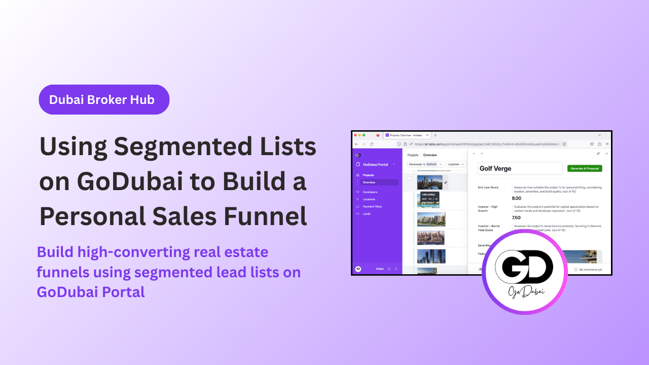 Using Segmented Lists on GoDubai to Build a Personal Sales Funnel